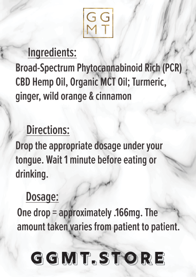 Broad Spectrum Anti Inflammatory Blend Tincture - GG MT CBD